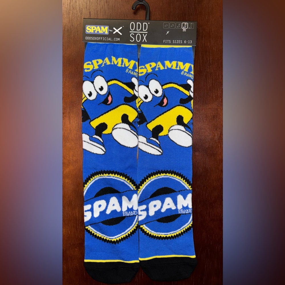 SPAM ODD SOX NOVELTY CREW SOCKS NWT MEN’S SHOE SIZE 6-13